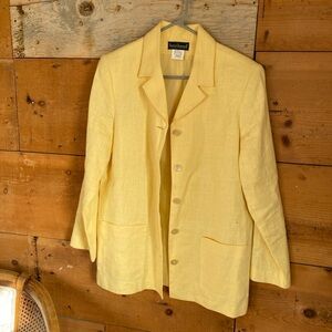 VTG 100% Linen Yellow Button-Front Blazer